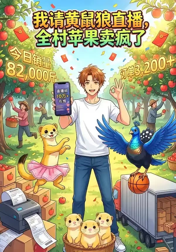我请黄鼠狼直播，全村苹果卖疯了海报