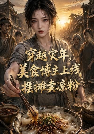 穿越灾年，美食博主上线摆摊卖凉粉海报